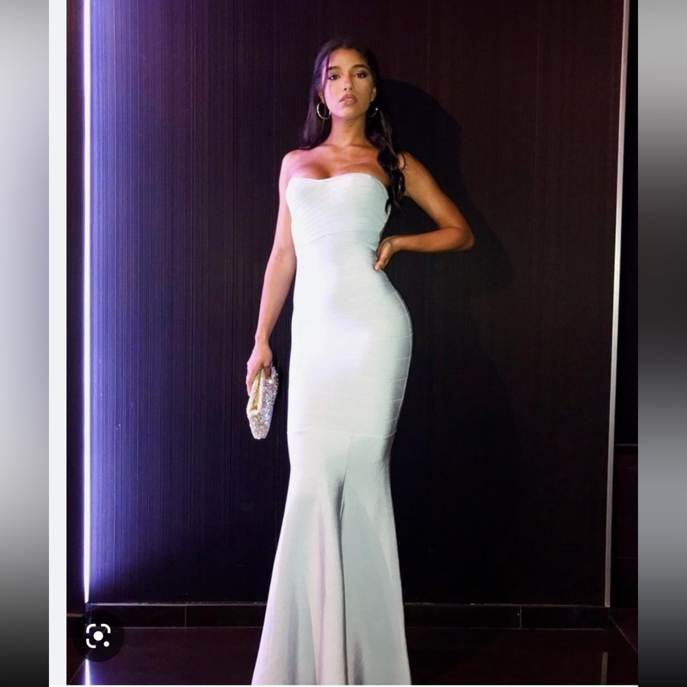New Marciano With Love BANDAGE Long Gown Baby Blue Bodycon M - Picture 1 of 15